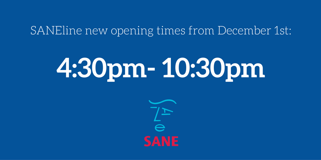 CharitySANE's tweet photo. We're pleased that our helpline will be open for an extra hour a day from Dec 1, with new times: 4.30pm-10.30pm on 0300 304 7000 https://t.co/D1NIN6USaH