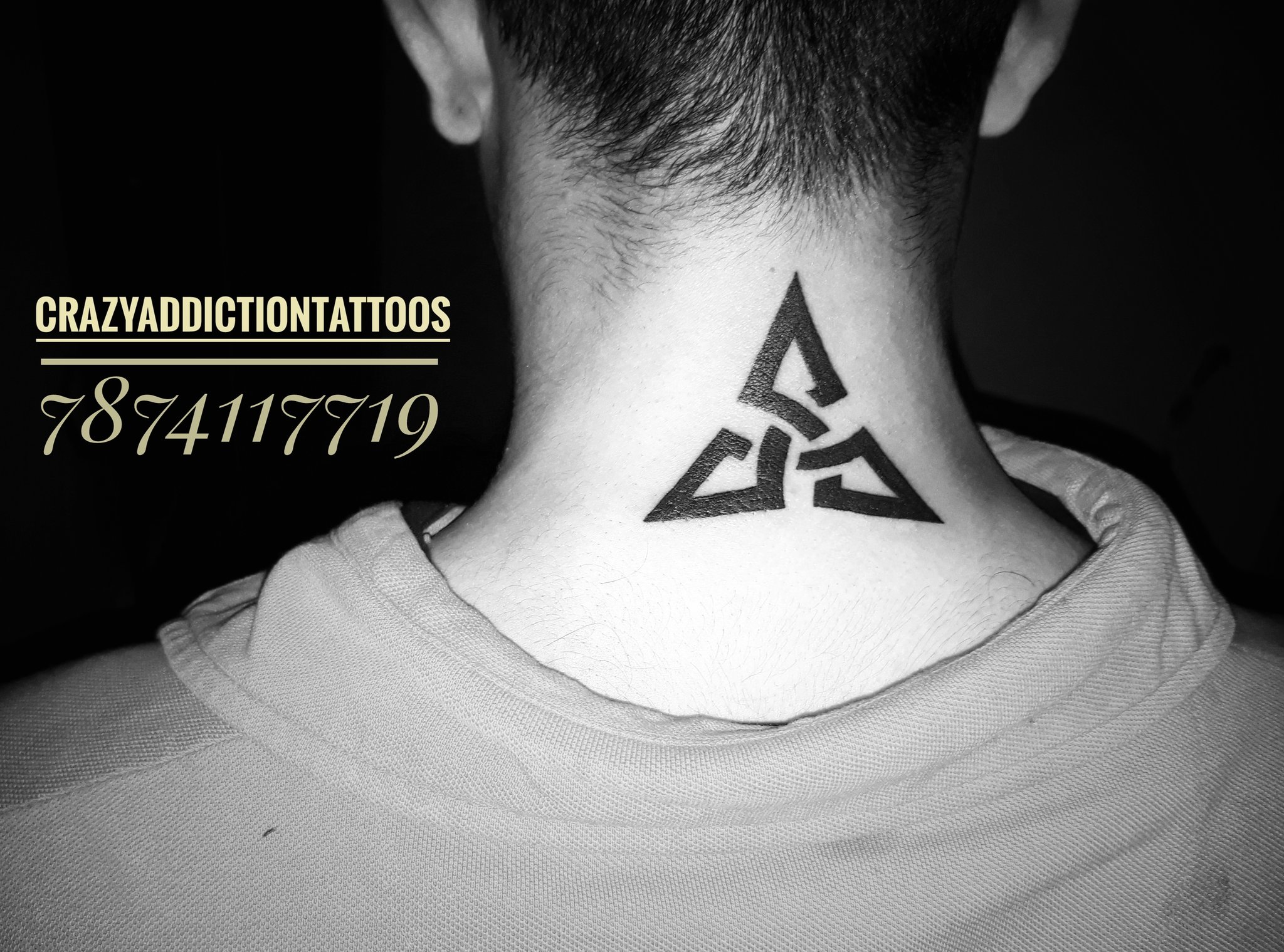 Sketch work penrose triangle and eye tattoo on the