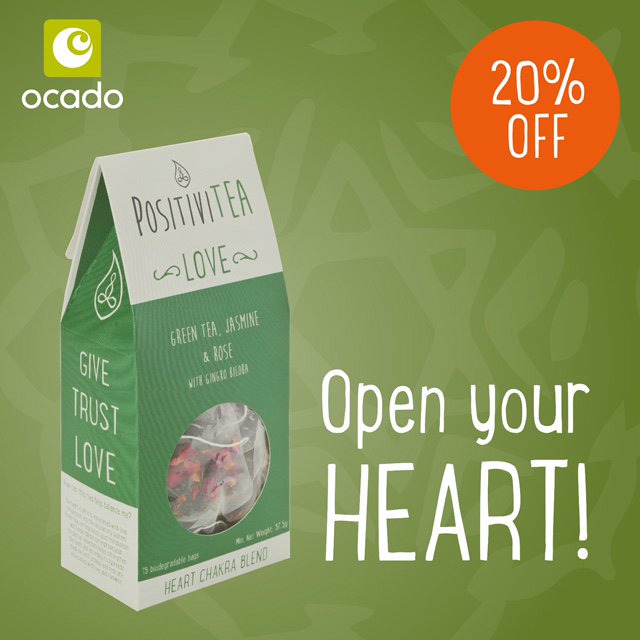 positiviteaLDN's tweet photo. Positivitea: now on Ocado! Help support startups, keep warm this winter, get healthy! 20% OFF! #NotJustTea https://t.co/zuHPdq0p8V https://t.co/Ijh8sOv4Ln