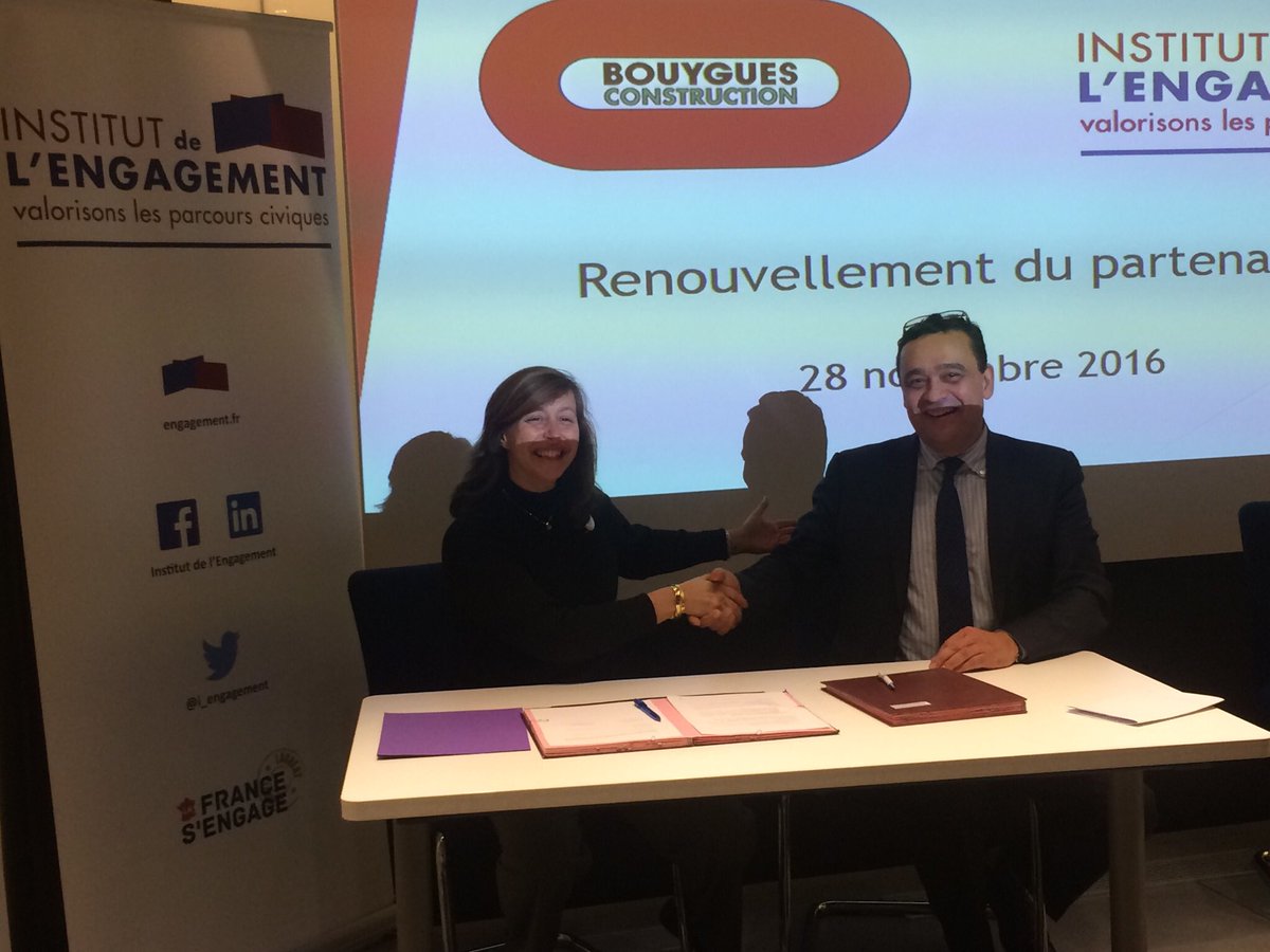 i_engagement's tweet photo. L'Institut de l'Engagement et @Bouygues_C viennent de renouveler leur partenariat !
#LiveIDE2016 https://t.co/i5DXPQOinQ
