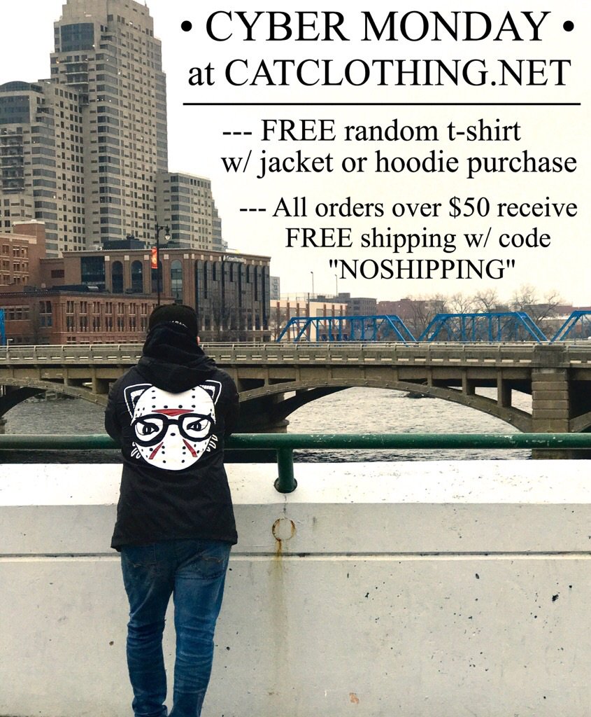 defendkittens's tweet photo. Snag a FREE t-shirt and FREE shipping on your order for 24 hours at https://t.co/R6auSVk8SO for #CyberMonday 🐈 https://t.co/dMlo0lLDlc