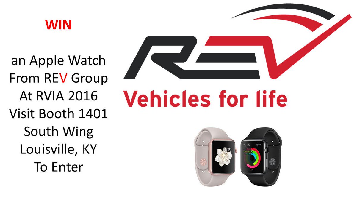 revgroupinc's tweet photo. Attending #RVIA2016 this week in @LouisvilleKentucky? Stop by the #REVGroup booth (1401 south wing) for a chance to #win an @Apple #watch https://t.co/bfVhFyjNUt