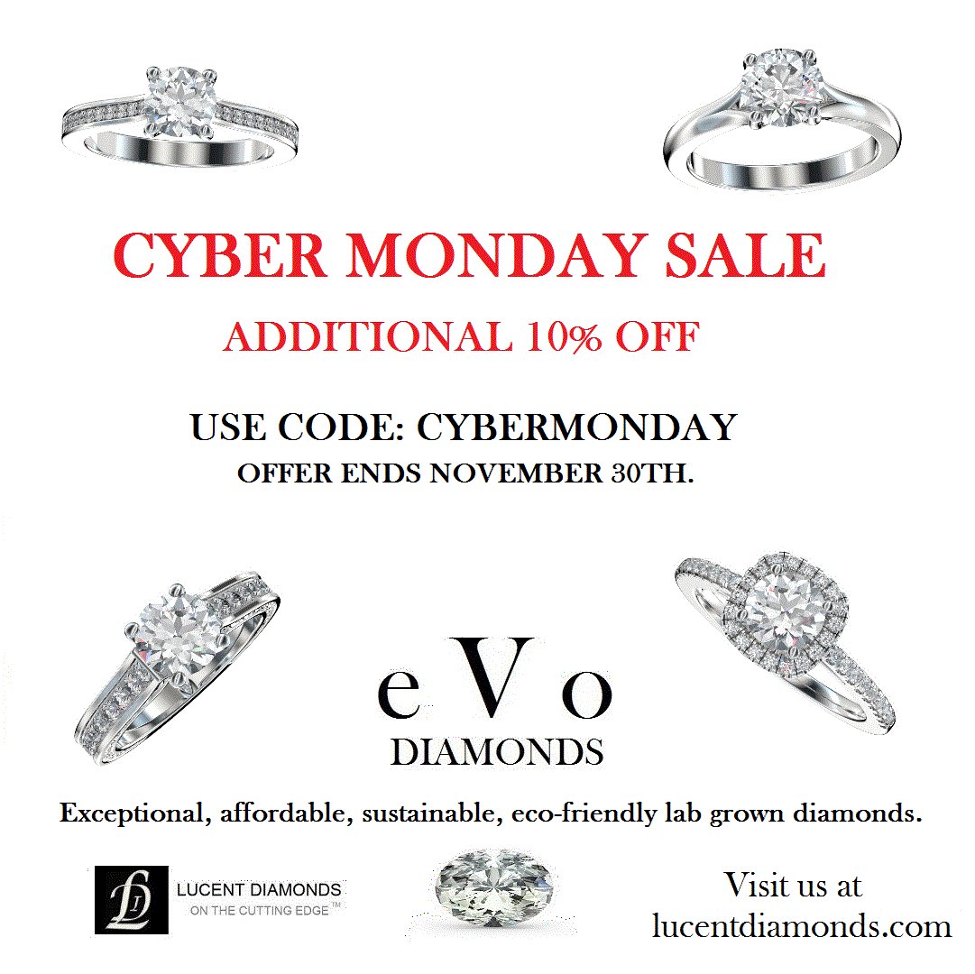 LucentDiamonds's tweet photo. Getting engaged? Save 10% on all engagement rings and all loose #diamonds. #CyberMonday: https://t.co/BGH1Eff8Ts. Use code: CYBERMONDAY. https://t.co/QQ83W9zkb3