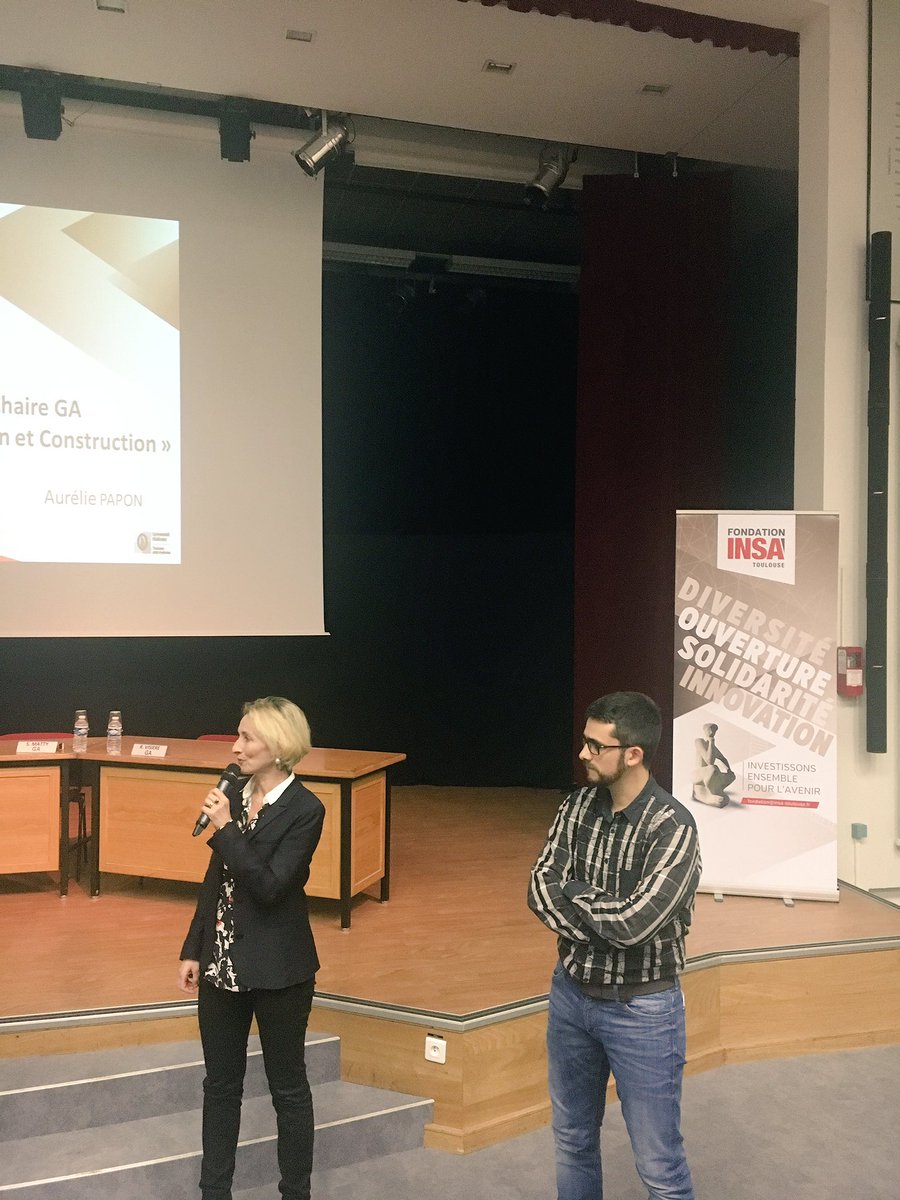 INSAToulouse's tweet photo. La formation &amp; l'open innovation dans la Chaire Innovation &amp; Construction @GroupeGA présentés par Sylvie Lorente, Directeur de la Fondation https://t.co/TN7D6X9kMQ