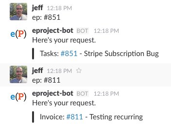 wp_saas's tweet photo. @eprojectme Now handles requests from Slack via eProject Bot #webdev #WordPress #projectmanagement https://t.co/m1pwWwo6He