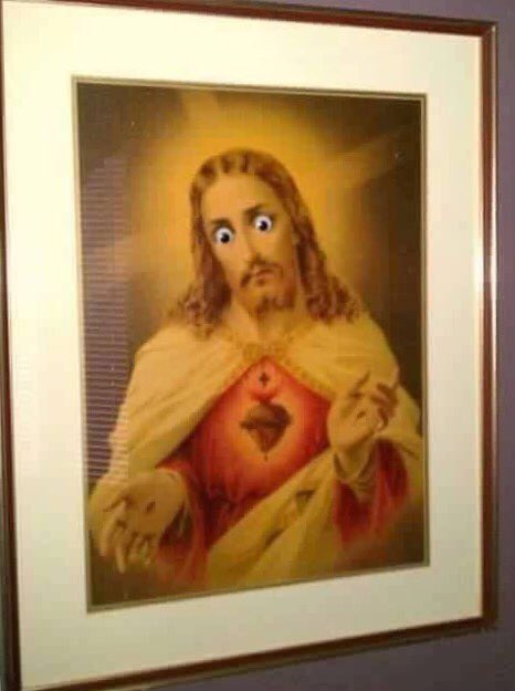 Think_and_Learn's tweet image. Improve any depiction of Jesus with some well placed googly eyes!