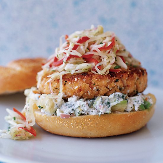 Pan-fried salmon burgers with cabbage slaw and avocado aioli: bit.ly/2fH7XXs
