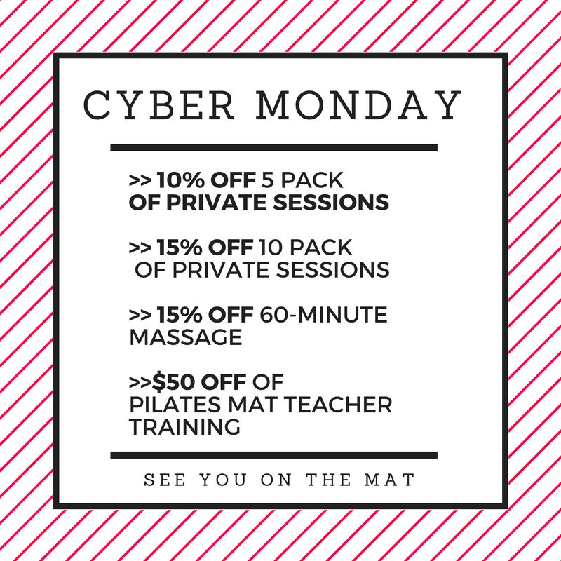 Cyber Monday, we hear you! Deals extended on select packages. #Pilates #Petoskey #HarborSpringsMI #GetFit #CyberMonday