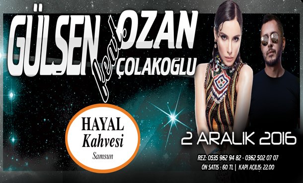KralPopTV's tweet photo. Gülşen &amp; Ozan Çolakoğlu 2 Aralık’ta Samsun Hayal Kahvesi’nde sahnede! @gulsen @ozancolakoglu https://t.co/nAn6bZer3O