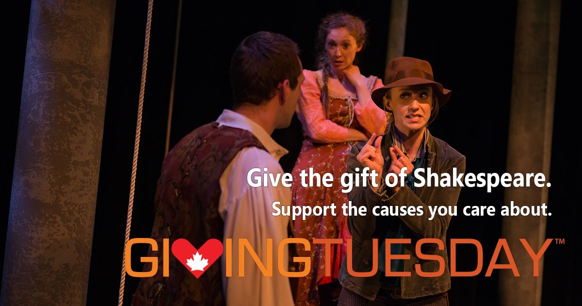 ShakespeareYYC's tweet photo. Get ready for  #GivingTuesday tomorrow! Visit https://t.co/ltOF1P7n8F or text BARD to 20222 to instantly donate $20 (tax receipt included) https://t.co/1Alsf2NjCs