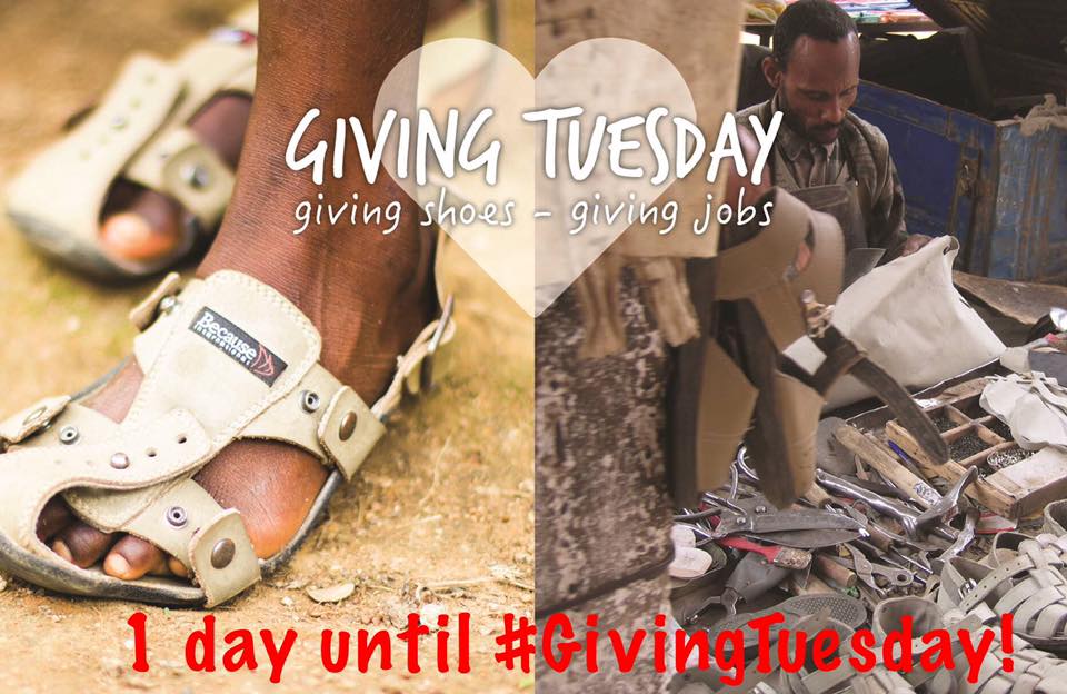 ONE more day until #GivingTuesday! Giving shoes, giving jobs. fundraise.theshoethatgrows.org/GivingTuesday
