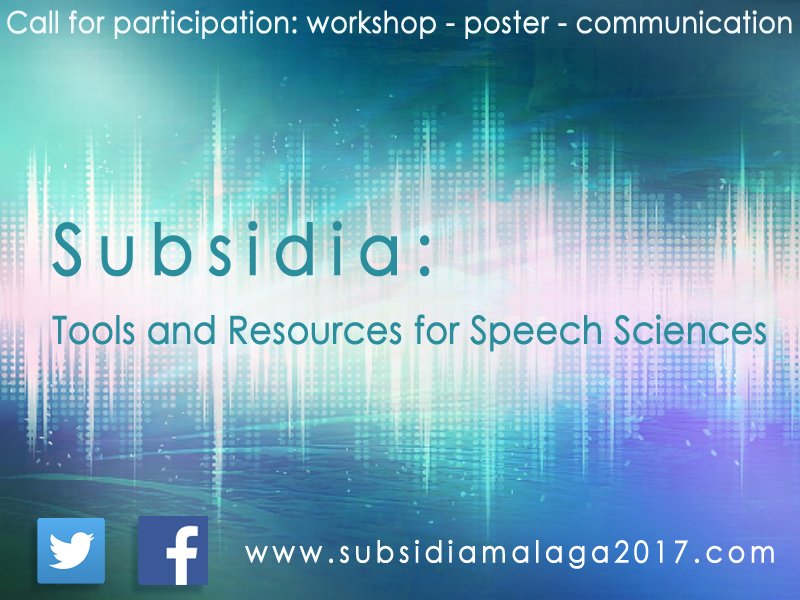 Subsidia_2017's tweet photo. #CallForSubmissions
Subsidia: Tools and Resources for #SpeechSciences
#Workshop #Communication #Poster https://t.co/mm7pdnXkzu