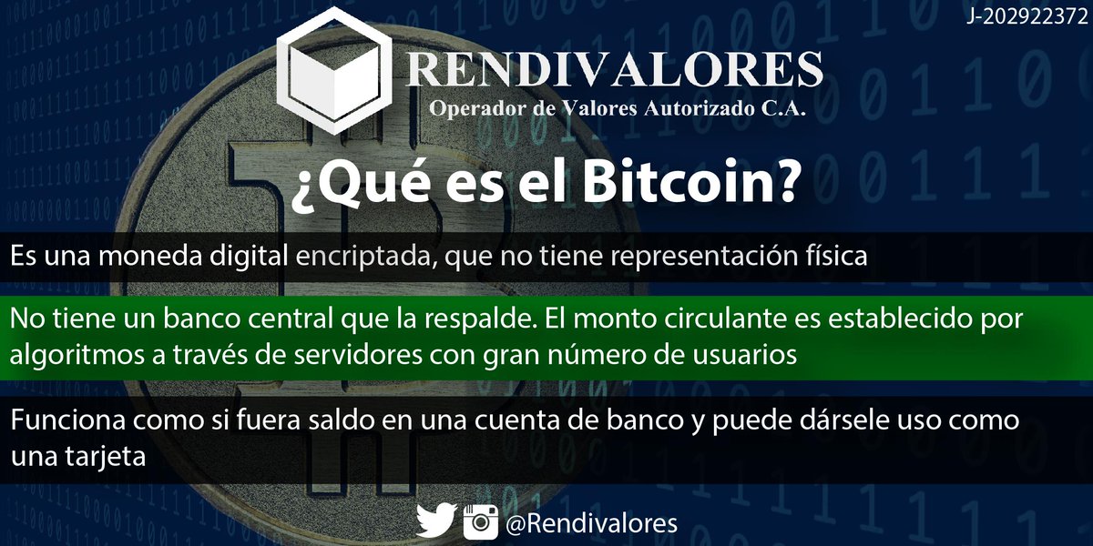Rendivalores's tweet photo. ¿Sabes lo que es el Bitcoin? Acá te lo explicamos: https://t.co/KIVj7BTeAE