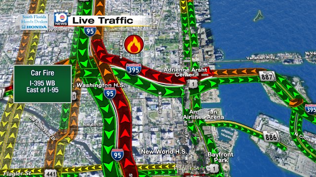 CAR FIRE: I-395 WB just east of I-95. Take I-195 as an alternate. #TRAFFIC #MIAMI https://t.co/CHuWP4riHb