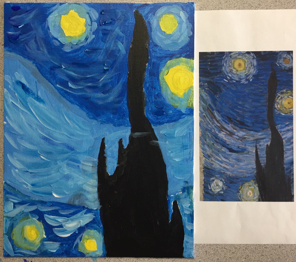 HIHSEaglesArt's tweet photo. Our #starrynight replica is coming along really well #hihs #eaglescreate https://t.co/KNCIO3GIpR