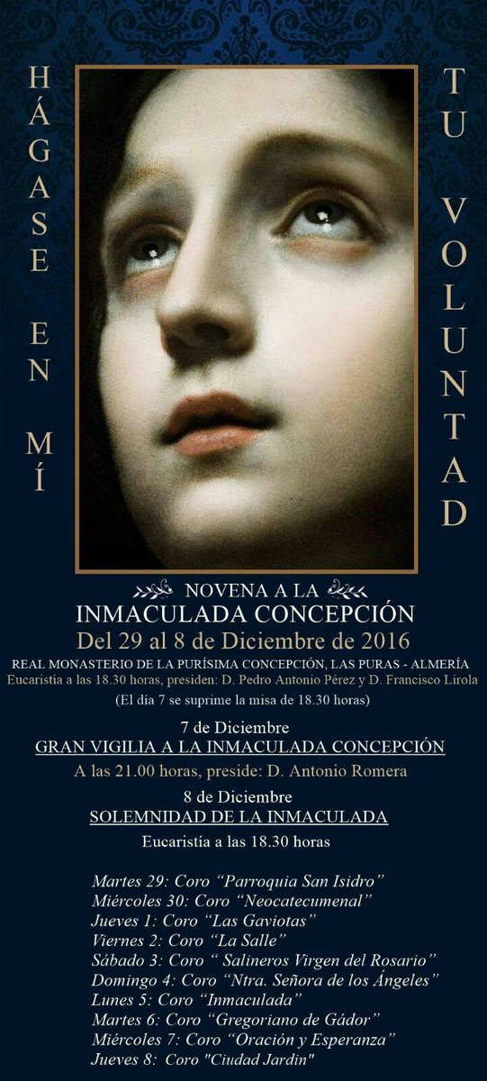 Comienza la Novena a la #InmaculadaConcepcion en <a href="/LasPuras_500/">Las Puras 1515-2015 </a>. Del 29 de noviembre al 8 de diciembre. Misas a las 18:30. Vigilia a las 21h.