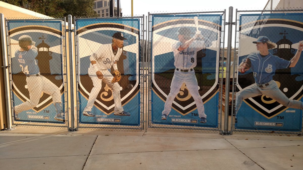 BiloxiShuckers's tweet photo. The Shuckers have great branding features around MGM Park thanks to the good folks at @AMIGraphics. #amigraphics https://t.co/S7iA7mgmXg