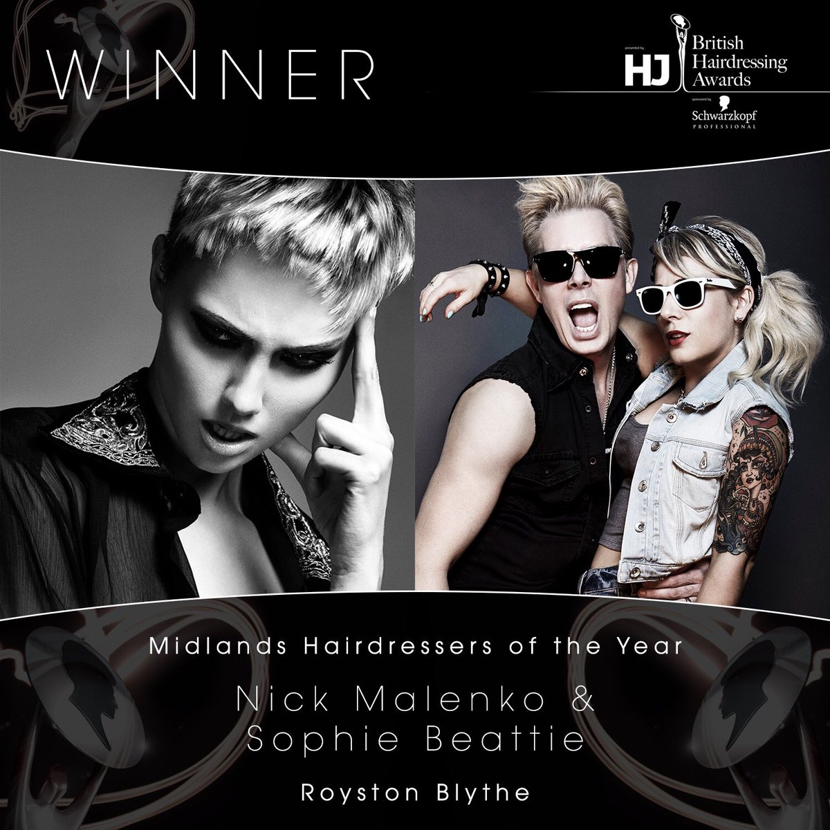 The winner of Midlands Hairdresser of the Year is...Nick Malenko &amp; Sophie Beattie from <a href="/RBShrewsbury/">RoystonBlythe Shrews</a>