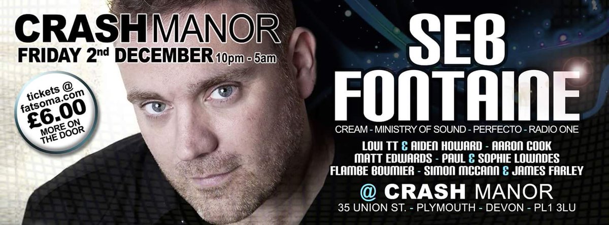 DjMattEdwards's tweet image. m.plymouthherald.co.uk/bbc-radio-1-ho…
@sebfontaine plays Crash Manor Nightclub, Friday 2nd December, from 10pm. #housemusic