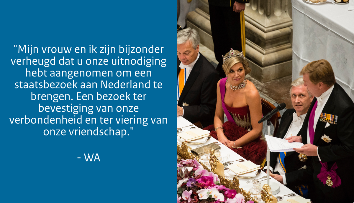 koninklijkhuis's tweet photo. Koning houdt toespraak tijdens staatsbanket @paleisamsterdam https://t.co/fkjSLL33Xc #BELNL2016 https://t.co/0Cg1WpXOD1