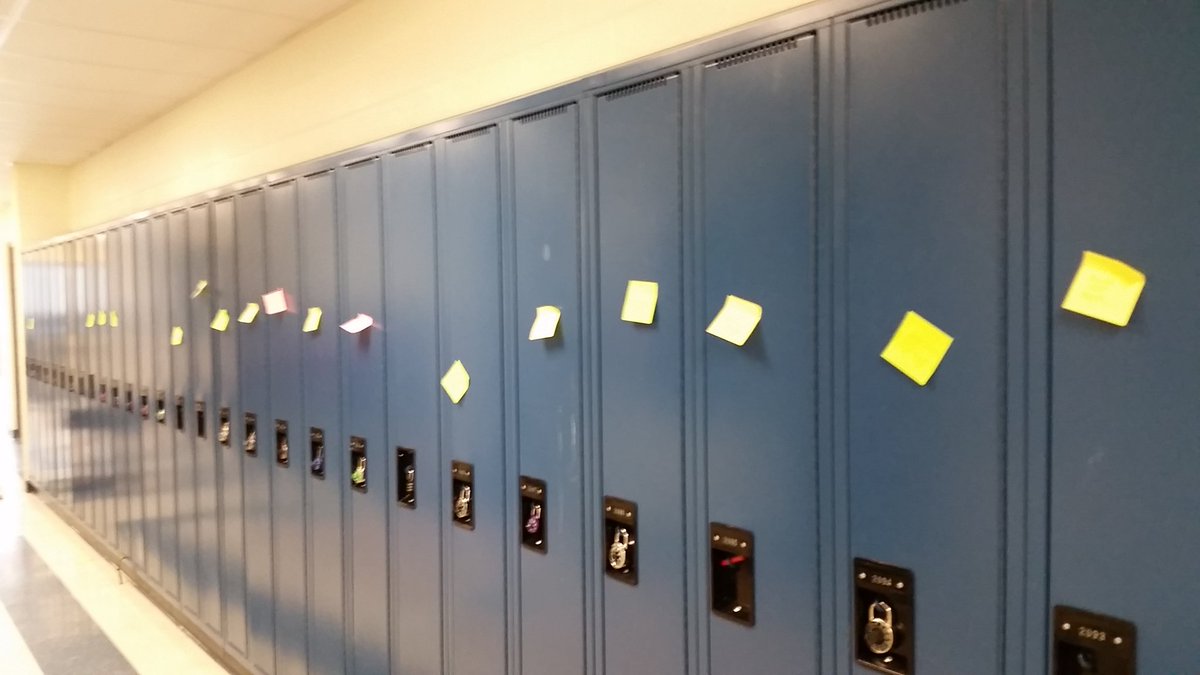 RLinforth's tweet photo. Positive messages on post-its to kick off Kindness Week! #mentalhealth #positivethinking #Kindnessmatters @opheacanada @YRDSB #HSCertES https://t.co/TmrgrYYU2E