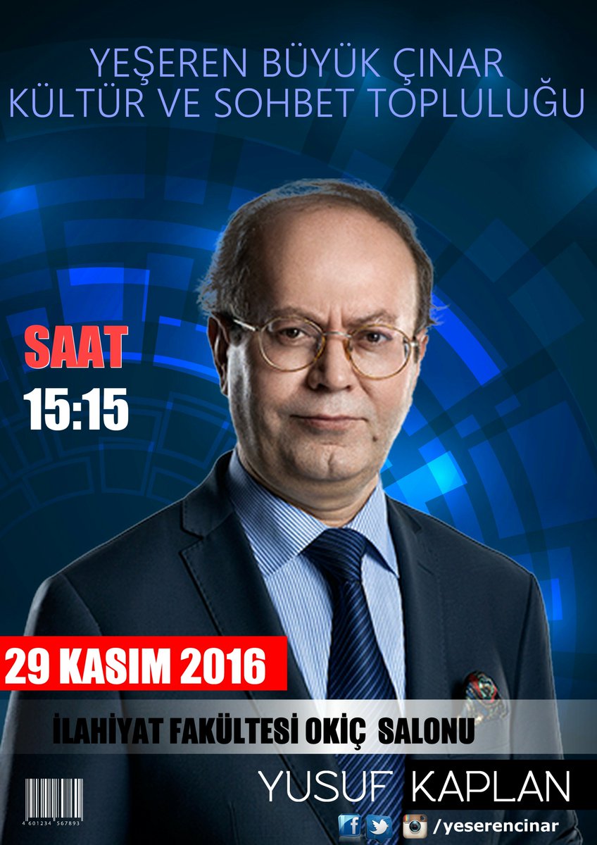 yeserencinar's tweet photo. Selamun aleykum arkadaslar.Degerli hocamiz Yusuf KAPLAN 'ın konferansı yarın (Salı günü) Saat 15.15de OKİÇ'te yapilacaktir @yenisafakwriter https://t.co/suaSETOpMw