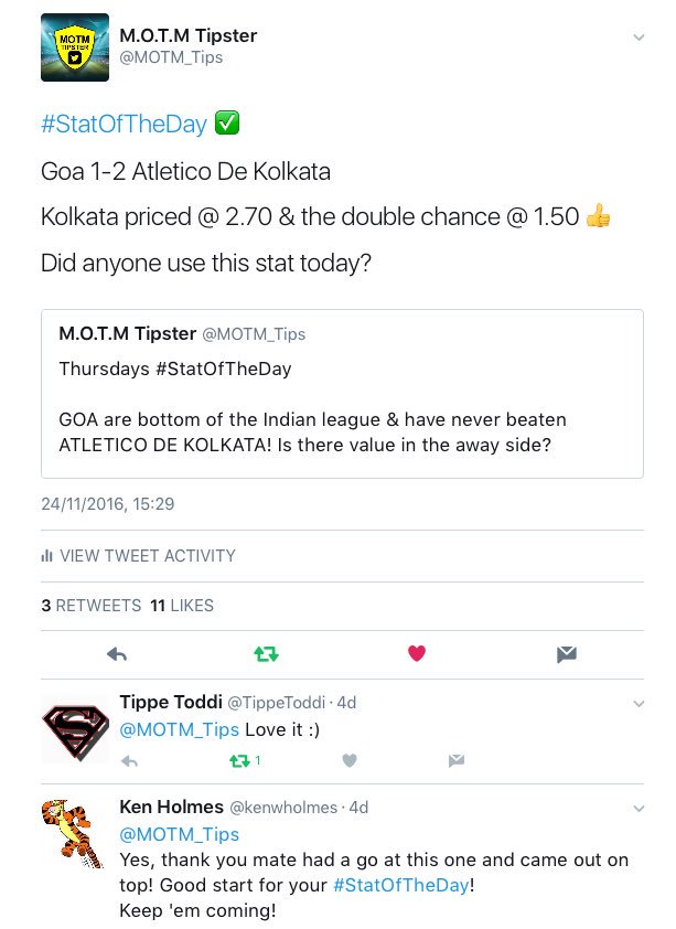 MOTM_Tips's tweet photo. #StatOfTheDay wins and we are still 100% strike rate 🔥🔥
#MaxStakeTips are 90% strike rate 🔥🔥
RT & Follow for Tuesdays #StatOfTheDay via DM https://t.co/MOFjzRRK0N