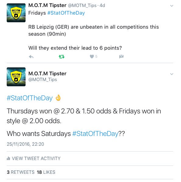 MOTM_Tips's tweet photo. #StatOfTheDay wins and we are still 100% strike rate 🔥🔥
#MaxStakeTips are 90% strike rate 🔥🔥
RT & Follow for Tuesdays #StatOfTheDay via DM https://t.co/MOFjzRRK0N
