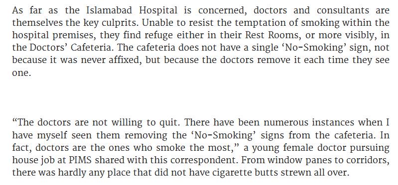Pakistan's doctors will be added to the wiki for blatant non-compliance of #publichealth anti-#smoking regulations.

thenews.com.pk/archive/print/…