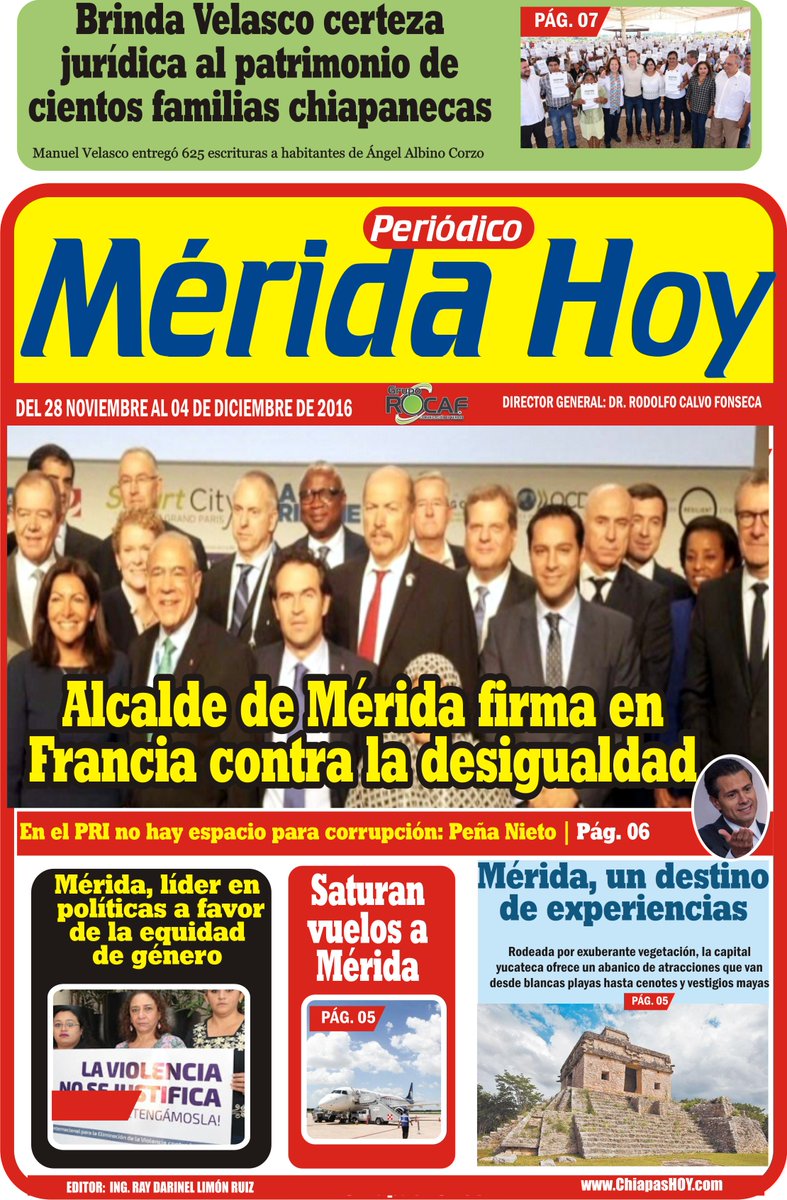 Chiapas_Hoy's tweet photo. #MERIDAHOY EDICIÓN NACIONAL
Alcalde de Mérida firma en Francia contra la desigualdad https://t.co/uydG9PIRAD https://t.co/W5MyDeVSzT