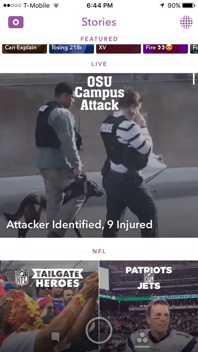 wilnau5's tweet photo. A @Snapchat story for the attack at OSU seems like it's a bit too far to me. What do you think? #IS6621 https://t.co/9oannlJp68