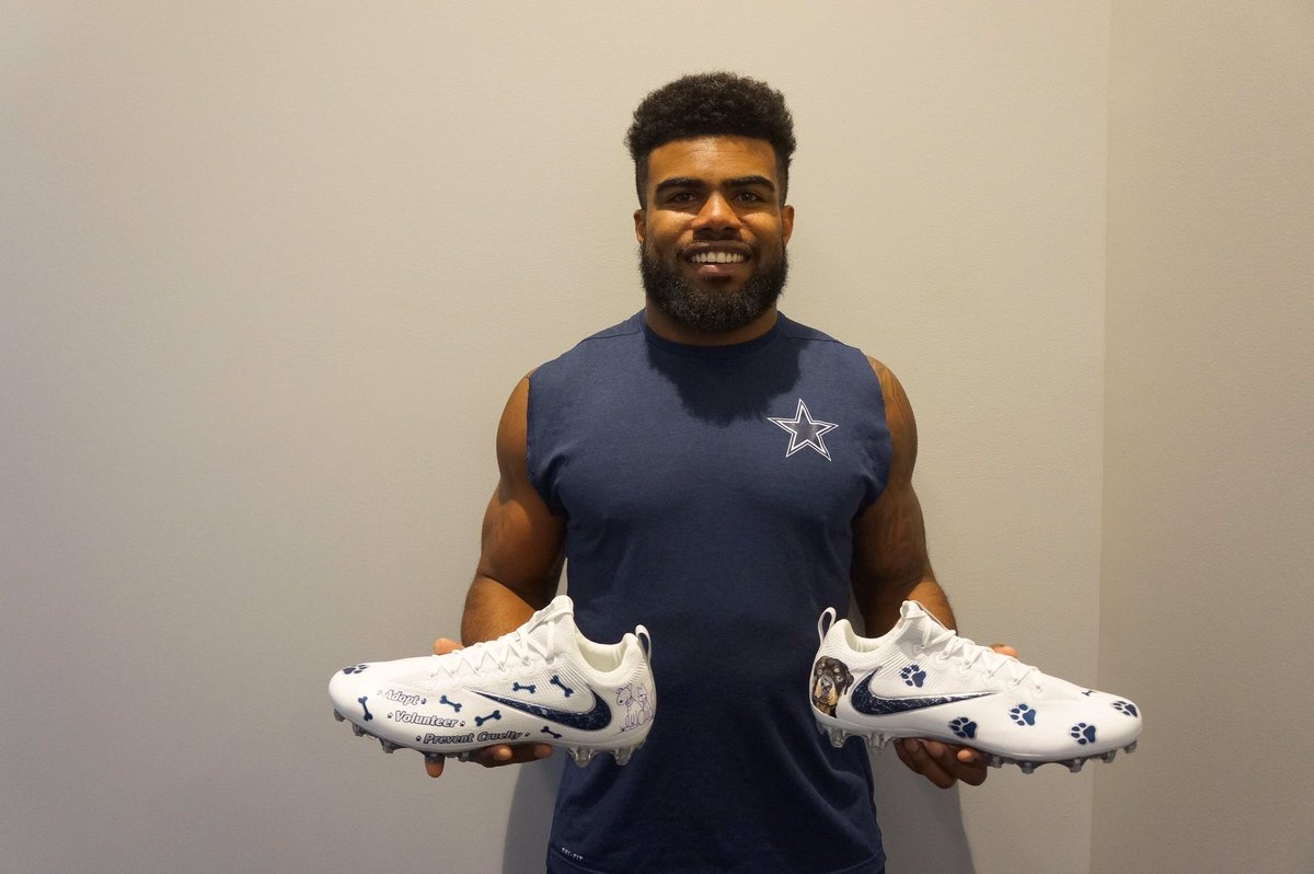 brkicks's tweet photo. Adopt. Volunteer. Prevent Cruelty.

@EzekielElliott will wear these custom cleats in Week 13 vs. Minnesota #MyCauseMyCleats https://t.co/rG62K9M2To