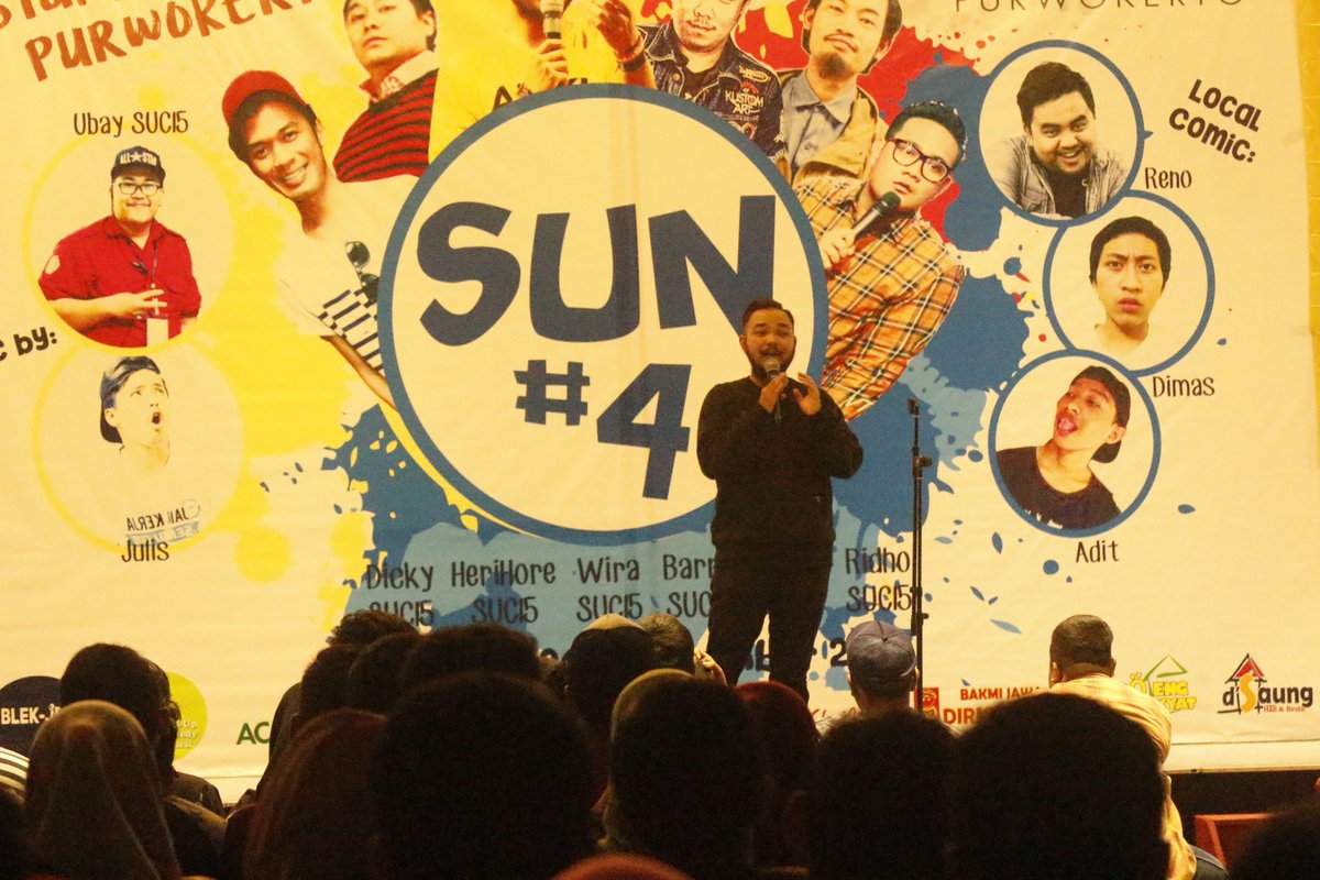 standupindo_pwt's tweet photo. Penampil ke-5 di reuni #SUCI5 kecil-kecilan ini, ada @wiranagara #SUN4PWT https://t.co/TULcYd0l1H