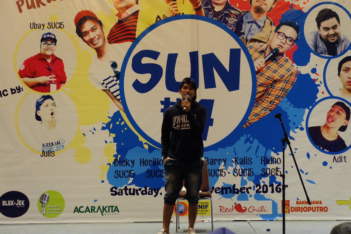 standupindo_pwt's tweet photo. Dan headliner #SUN4PWT sekaligus penutup reuni #SUCI5 kecil-kecilan ini ada @DickyDifie ~ https://t.co/Avv8QS1mVe
