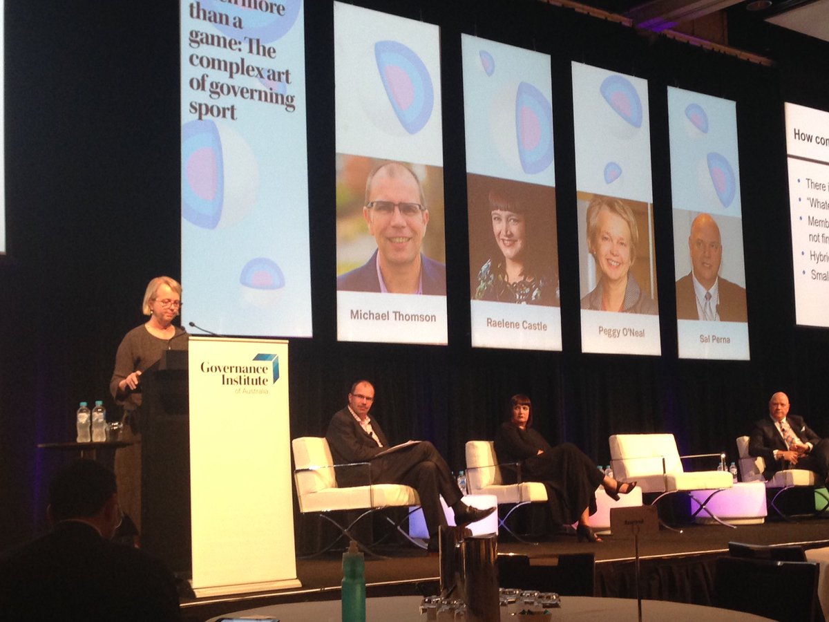 HorneA2034's tweet image. Peggy ONeil says Sports Governance is different. Member stakeholders want bragging rights not a financial return. @GovInstAus #GovCore