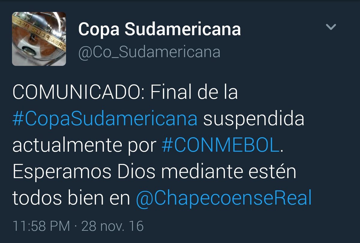 wbeimarlodice's tweet photo. CONMEBOL suspende la final de la Copa Sudamericana https://t.co/eJOpQhIggW
