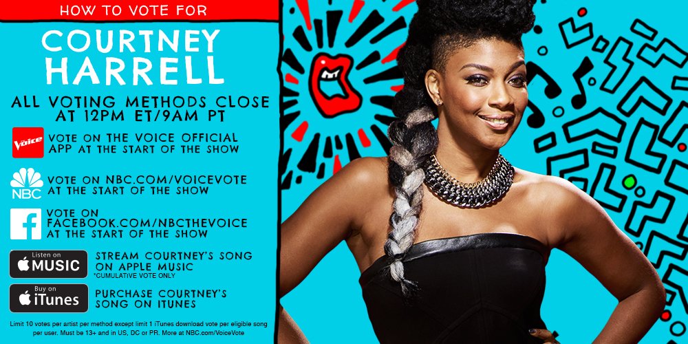 NBCTheVoice's tweet image. RT if you’re giving @courtneyharrell all the votes tonight. #VoiceTop10