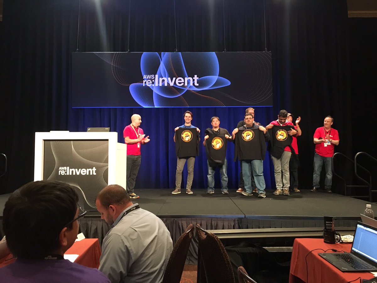 AWSEvents's tweet photo. Congrats to all the winners of the #AWSSecurityJam! Wear your hoodies with pride. #Reinvent https://t.co/XF9vbTSaVW