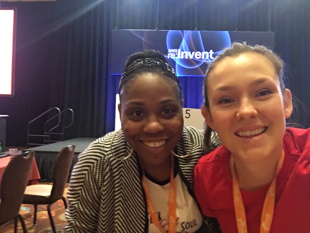 AWSEvents's tweet photo. Thanks for a great start to the week! Signing off: @taraw and @vinadomi #reInvent #AWSSecurityJam https://t.co/TUtYO8oatH