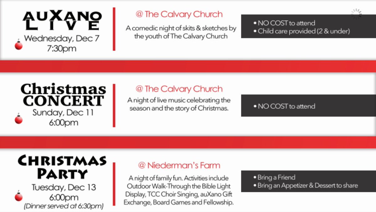Andrew_Size's tweet photo. Come join us @TheCalvaryChrch for all of our upcoming events this Christmas season! @AuxanoYouth https://t.co/NwFetkVgvd