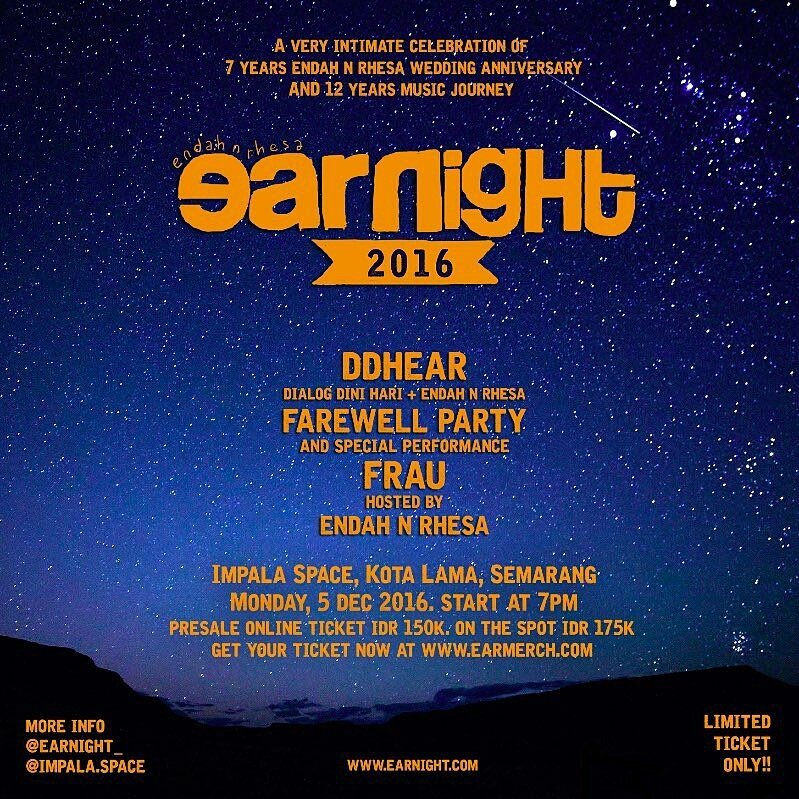 PentasKota's tweet photo. Get ready!
Earnight 2016 is on its way ~
@endahNrhesa
@dialogdinihari
@leliyani
#DDHEAR #Frau #EndahnRhesa #earnight #earnight2016 https://t.co/ffuqqJ3IMC