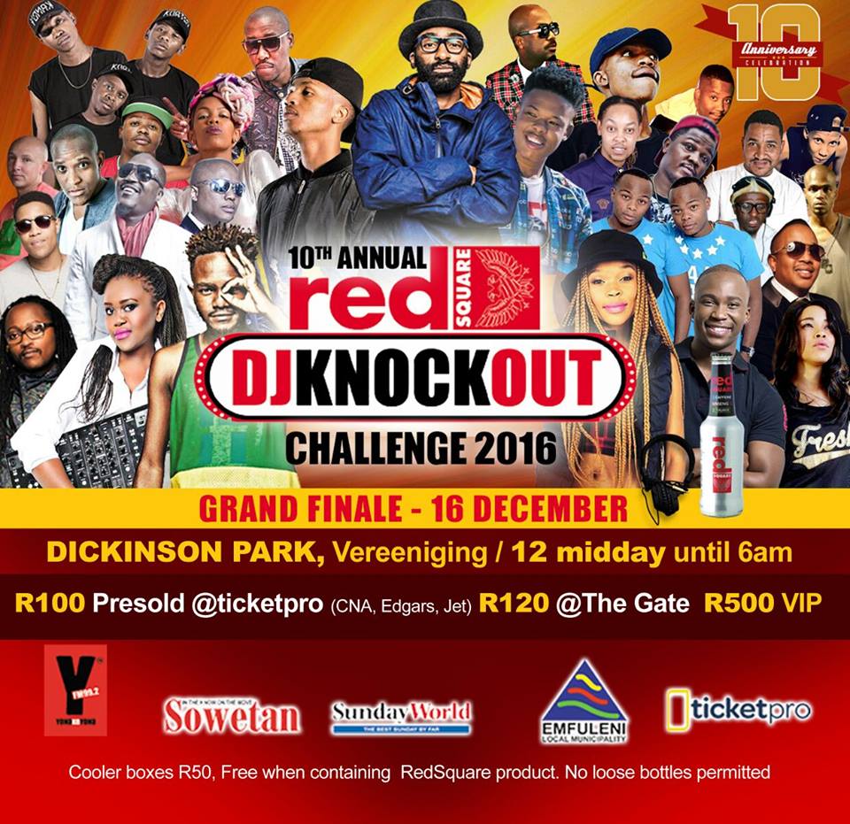 Yfm's tweet photo. @RedSquareDrinks brings you the ultimate December Party. The 10th Annual @djknockoutsa challenge is back! Tickets @TicketProSA https://t.co/kVb3BNgrhp