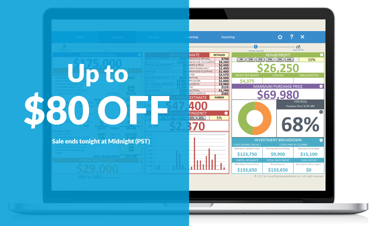 houseflipsheet's tweet photo. Only a few hours left in our House Flipping Spreadsheet 5 sale! Prices go back up at Midnight PST tonight!

https://t.co/8zH7bZdHlr https://t.co/L6h2sKy78u
