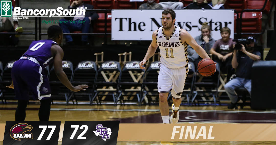 ULM_MBB's tweet photo. FINAL: ULM 77, Stephen F. Austin 72 https://t.co/b9ieRh2tFO