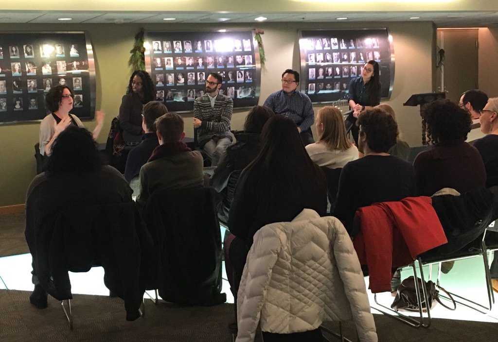 TheatreCalgary's tweet photo. Such a great panel now for the second half of our Industry night talk on diversity in theatre #tcInteract https://t.co/1FuJM5iNmu