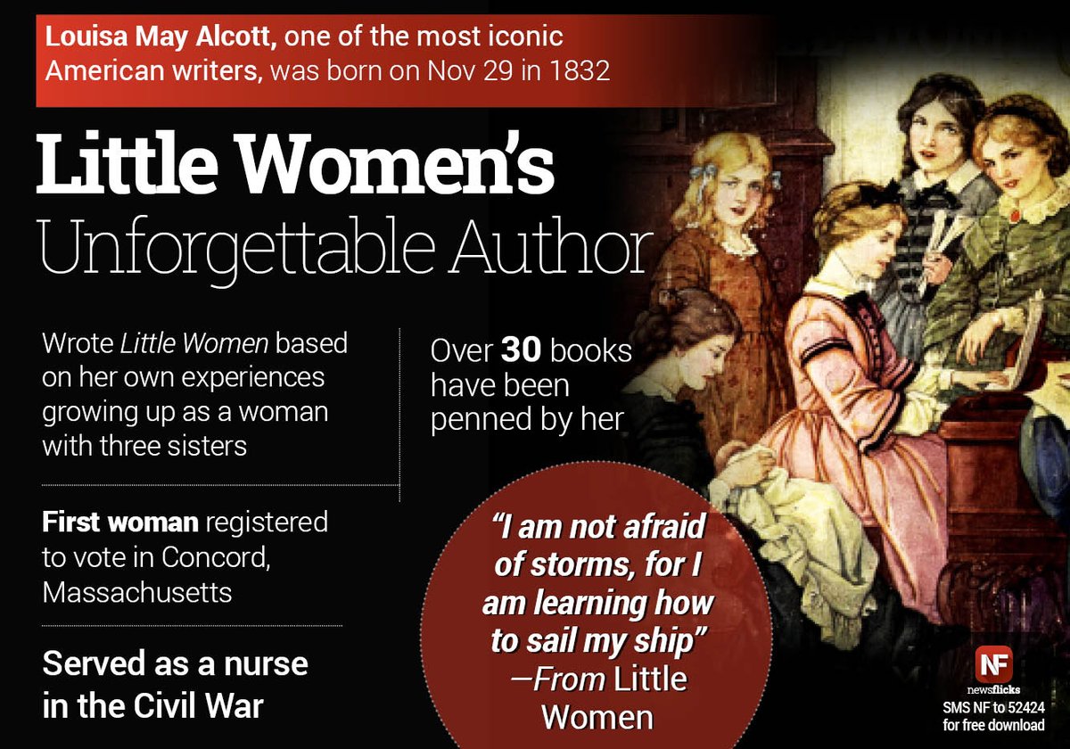 newsflicks's tweet photo. Writer of 'Little Women' Louisa May Alcott was born on Nov 29, 1832 https://t.co/8dC6wGyzas