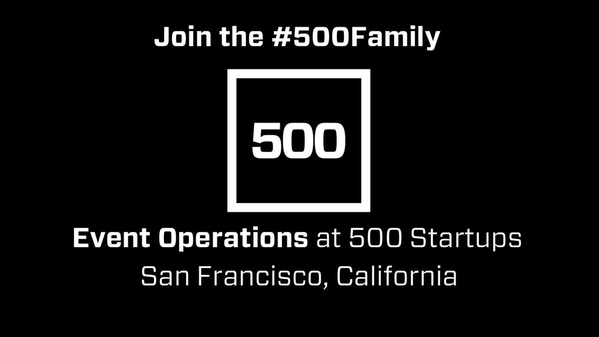 500GlobalVC's tweet photo. Do you have what it takes to run our bada$$ events? Join the #500FAMILY on our Events team. Hiring now: https://t.co/l8YQG1MYfc #Jobs #SF https://t.co/WhT5vegn5d