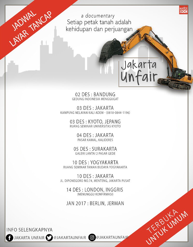 Berhubung tdk boleh tayang di TIM, ntah knp, tanya sj yg larang? Brkt jadwal tayang film <a href="/jakartaunfair/">Jakarta Unfair</a>