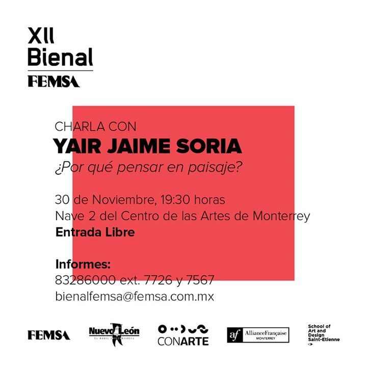 conartenl's tweet photo. #XIIBF
¡Acompáñanos este 30 de noviembre a disfrutar una interesante charla con Yair Jaime Soria, uno de los artist… https://t.co/LNJZGA3oV1