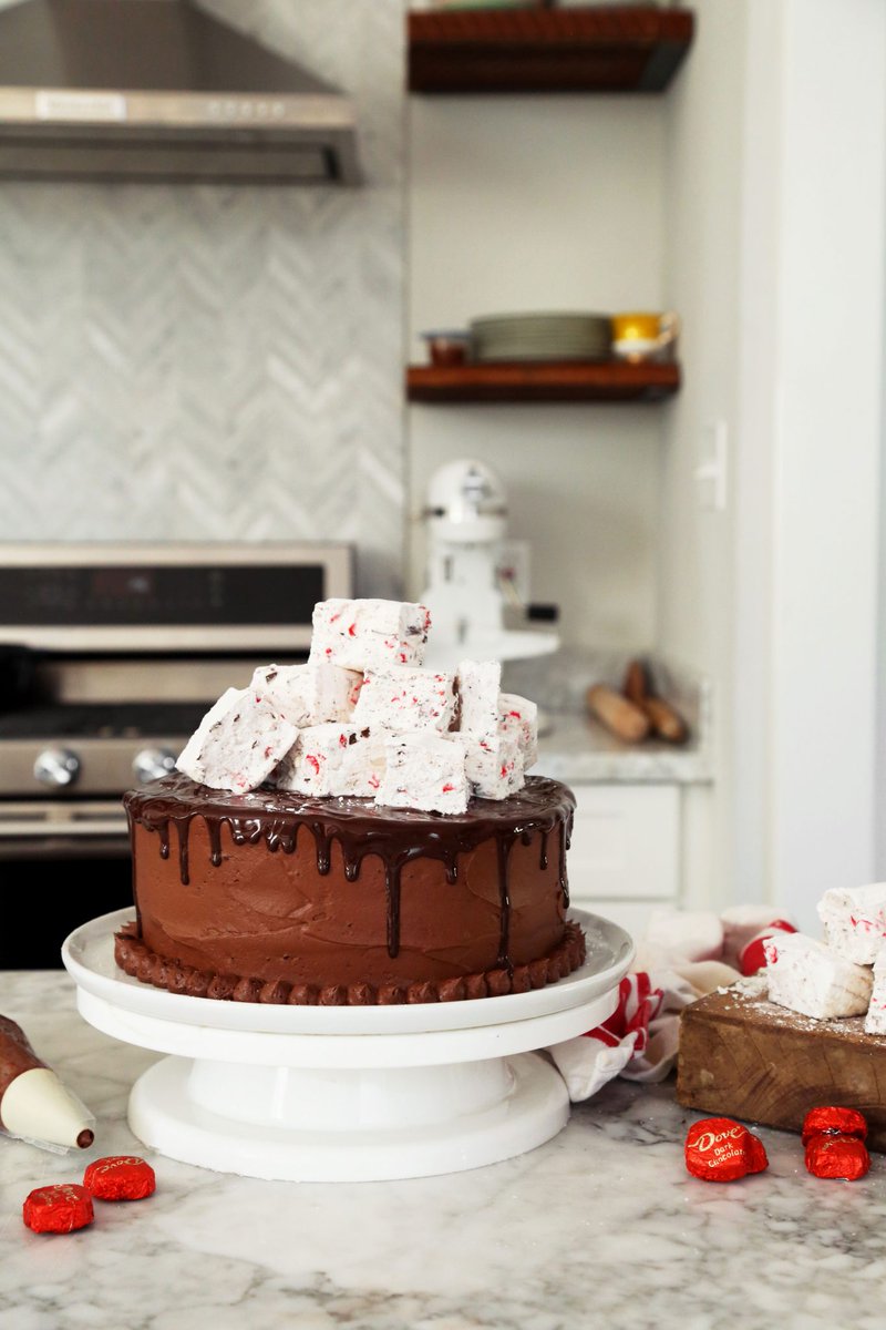 joythebaker's tweet photo. Holiday baking time with @DOVEChocolate!  We’re making a Hot Chocolate Cake with Peppermint Marshmallows! https://t.co/FH5LhzXj9C #ad https://t.co/JqIupcJXUO